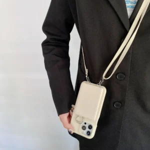 Etui na telefon z portfelem na karty, z paskiem, z lusterkiem, z uchwytem