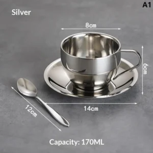 Kubek ze stali nierdzewnej ze spodkiem 170-280 ml