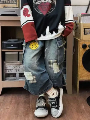 Jeansowe szorty damskie, w stylu Y2K