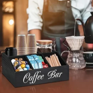Organizer na kawę z przegródkami i napisem Coffee Bar - ujęcie produktu