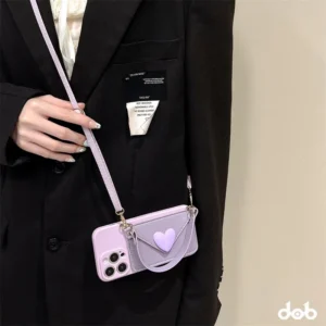 Etui na telefon z portfelem na karty, z paskiem, z uchwytem, do iPhone