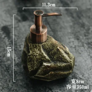 Dozownik do mydła ceramiczny, w stylu stone, z pompką