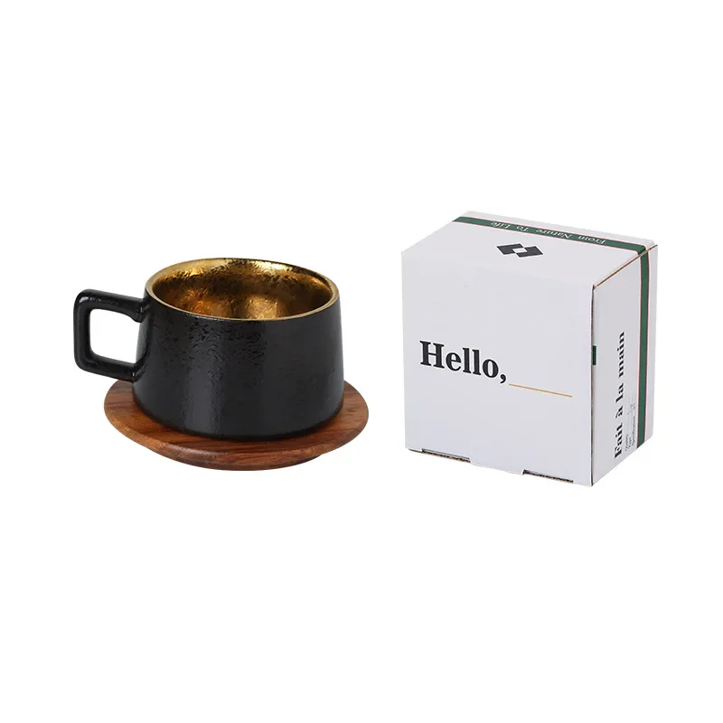 Kubek do kawy i herbaty ceramiczny, ze spodkiem, z pokrywką, 230ml