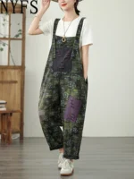 Jeansy damskie baggy plus size, z nadrukiem, w stylu retro