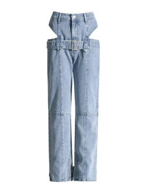 Jeansy damskie baggy z wysokim stanem, patchworkowe, w stylu streetwear
