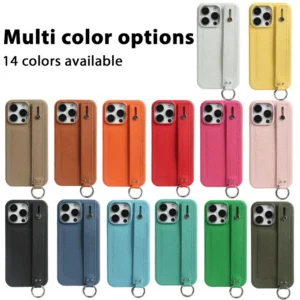 Etui na telefon z paskiem, z uchwytem, skórzane, do iPhone