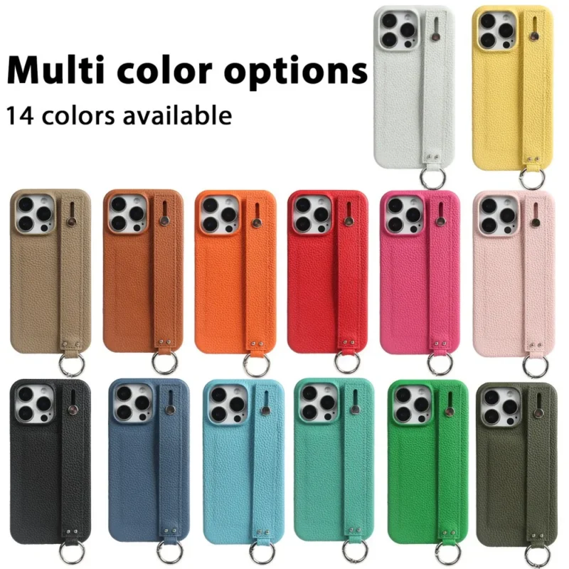 Etui na telefon z paskiem, z uchwytem, skórzane, do iPhone