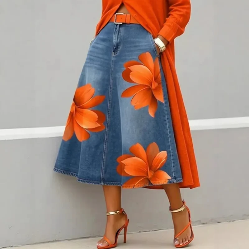 Czerwone jeansy damskie flare z wysokim stanem, plus size