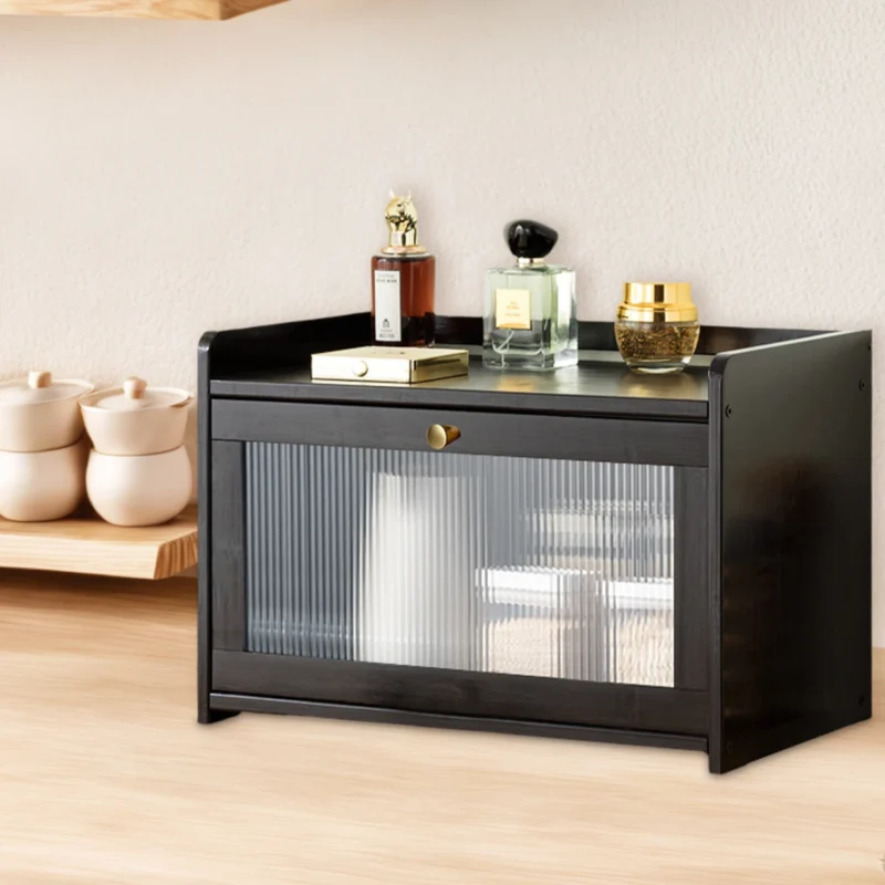 Chlebak na pieczywo bambusowy, dwupoziomowy, z okienkiem