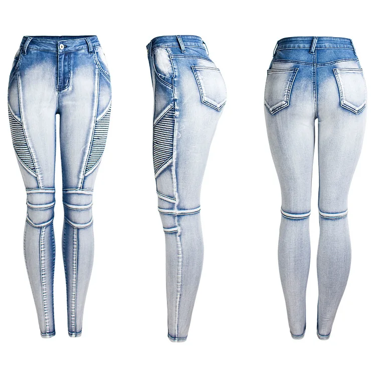 Jeansy damskie slim fit ze średnim stanem, z elastycznego denimu