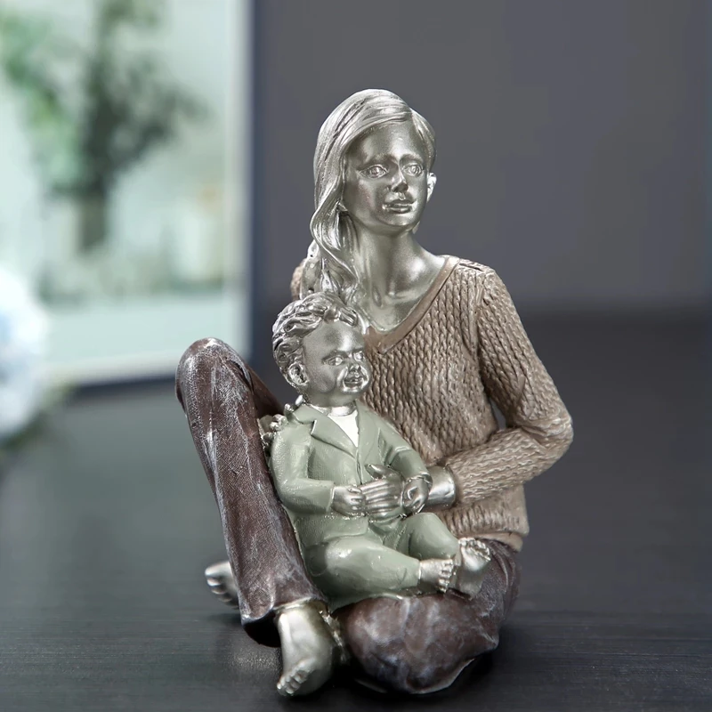 Figurka matki z dzieckiem z żywicy, dekoracyjne popiersie - ujęcie produktu