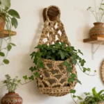 Makrama wiszący kosz na doniczkę bawełniana, boho