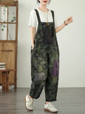 Jeansy damskie baggy plus size, z nadrukiem, w stylu retro