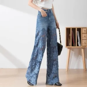 Jeansy damskie wide leg z wysokim stanem
