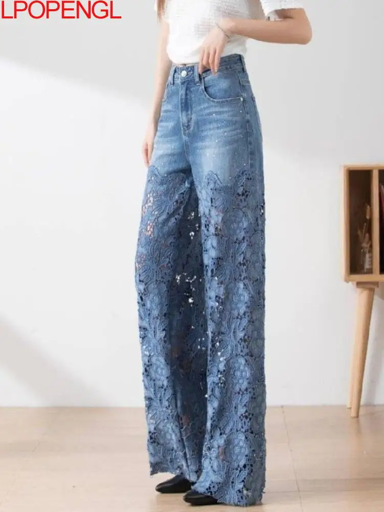 Jeansy damskie wide leg z wysokim stanem