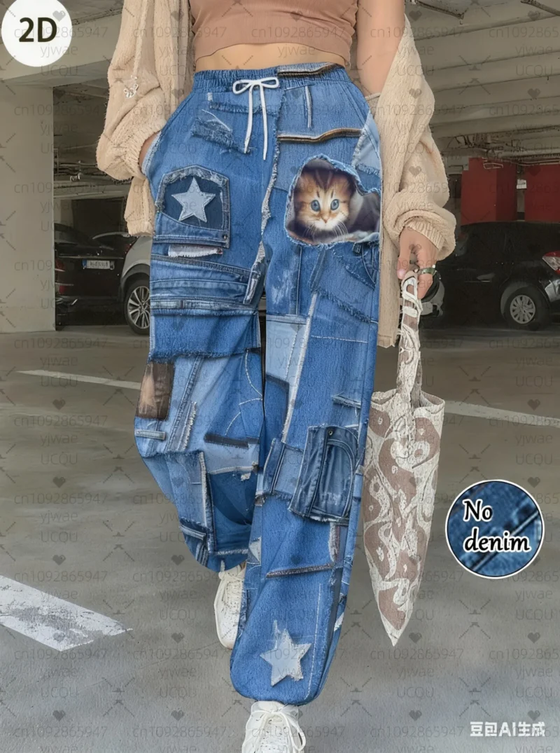 Długie jeansy damskie, w stylu retro