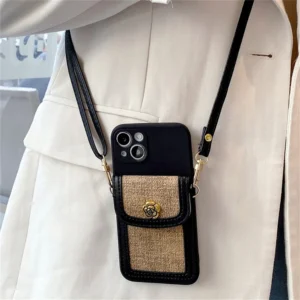 Etui na telefon z portfelem na karty, skórzane, z motywem kwiatowym