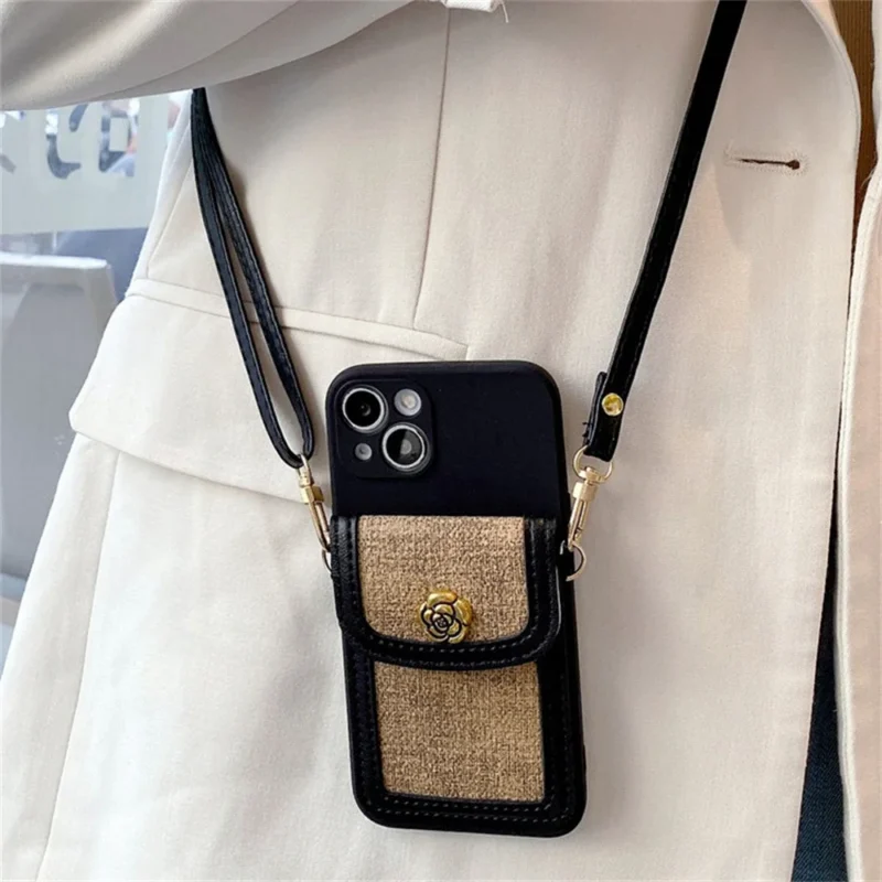 Etui na telefon z portfelem na karty, skórzane, z motywem kwiatowym