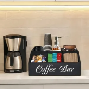 Organizer na kawę z przegródkami i napisem Coffee Bar - ujęcie produktu