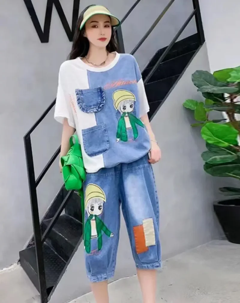 Jeansy damskie baggy z nadrukiem