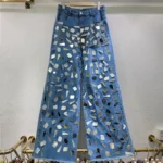 Jeansy damskie wide leg z wysokim stanem, z elastycznego denimu