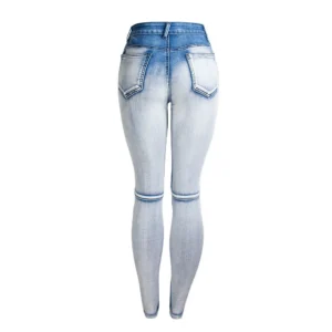 Jeansy damskie slim fit ze średnim stanem, z elastycznego denimu