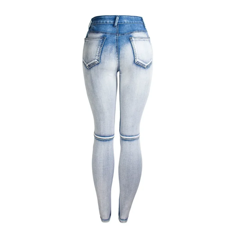 Jeansy damskie slim fit ze średnim stanem, z elastycznego denimu
