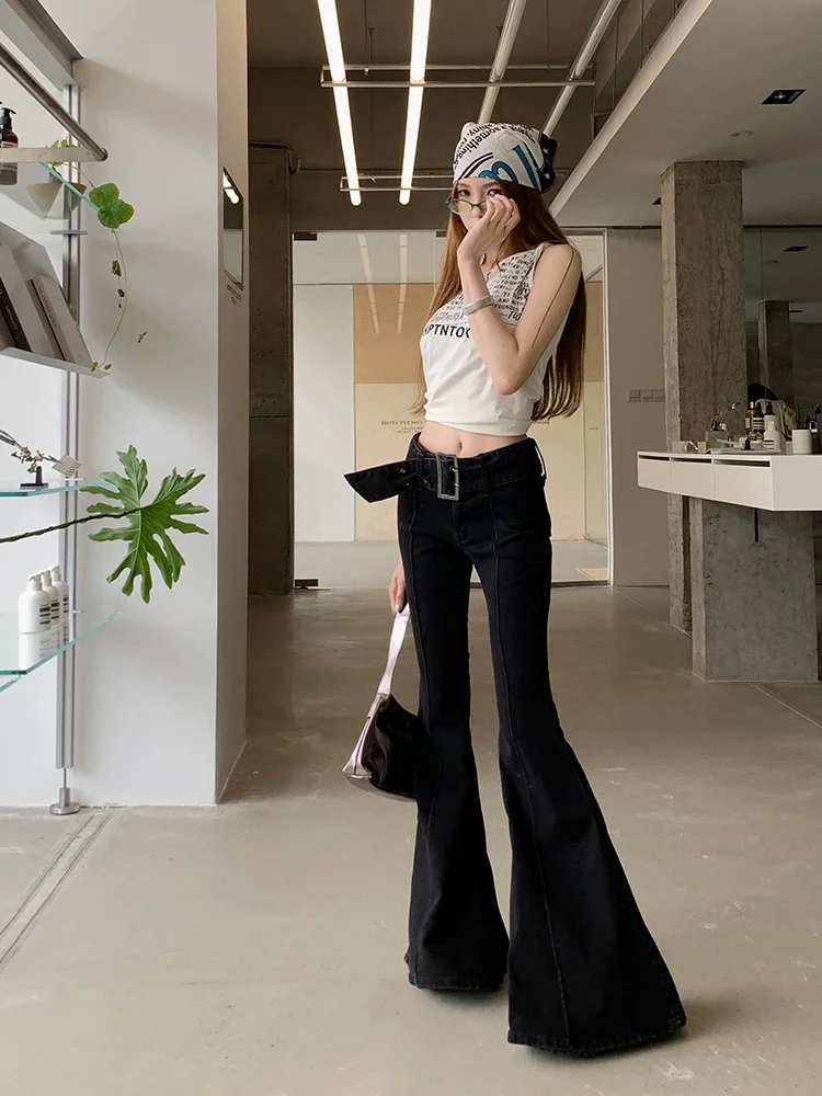 Jeansy damskie flare, w stylu Y2K