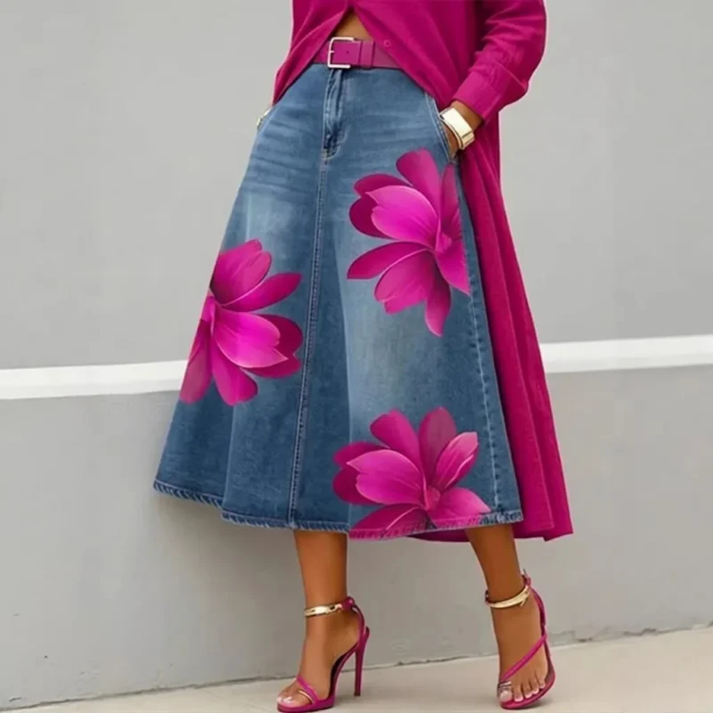 Czerwone jeansy damskie flare z wysokim stanem, plus size