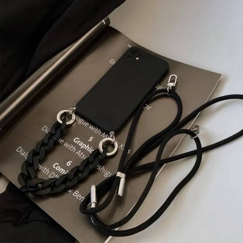 Etui na telefon z paskiem, z marmurowym wzorem, do iPhone