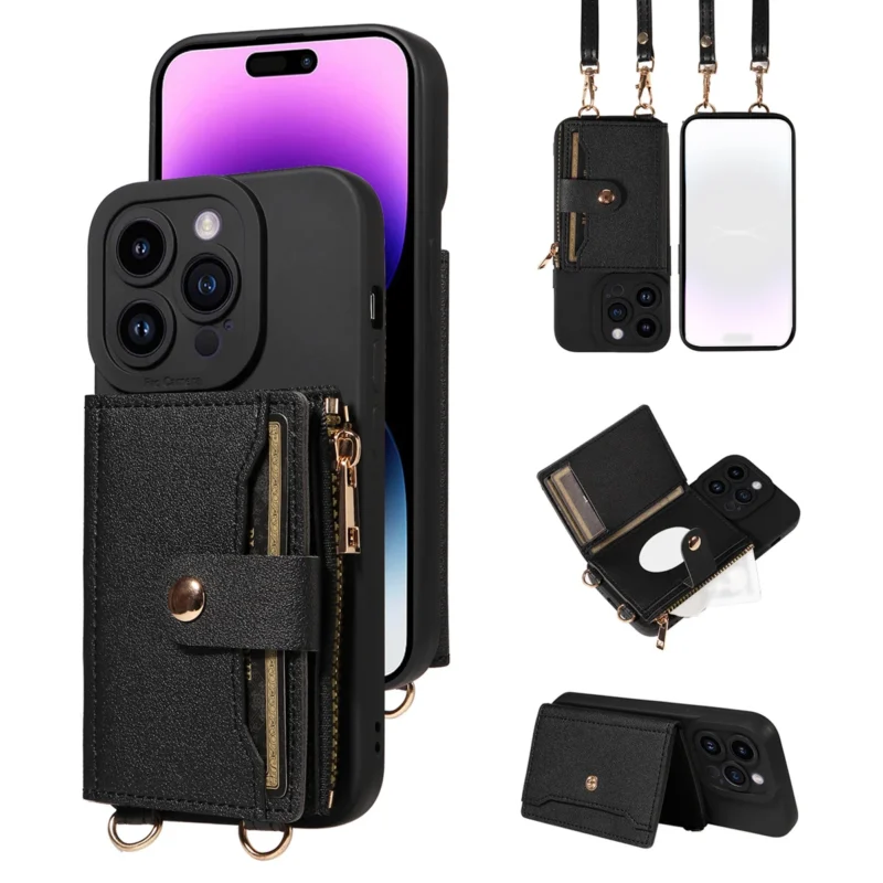 Etui do iPhone z zapinanym portfelem i zawieszką - ujęcie produktu