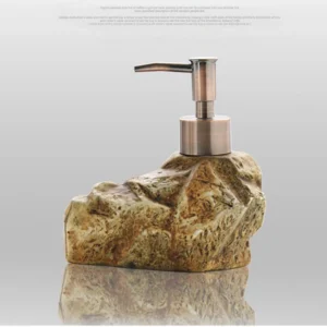 Dozownik do mydła ceramiczny, w stylu stone, z pompką