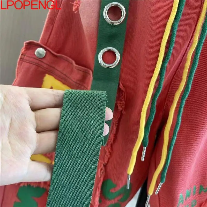 Jeansy damskie baggy, w stylu streetwear