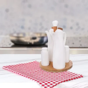 Porcelanowy zestaw przyprawników ze stojakiem 5 el.
