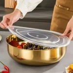 Miska kuchenna ze stali nierdzewnej, z pokrywką