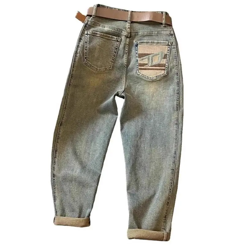Jeansy damskie baggy z wysokim stanem, plus size