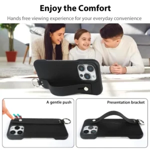 Etui na telefon z paskiem, z uchwytem, skórzane, do iPhone