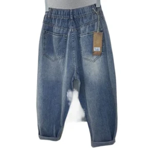 Jeansy damskie baggy z wysokim stanem, z ozdobnymi dżetami, w stylu retro