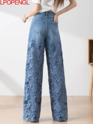 Jeansy damskie wide leg z wysokim stanem