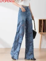 Jeansy damskie wide leg z wysokim stanem