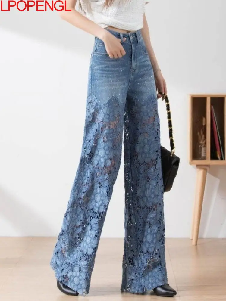 Jeansy damskie wide leg z wysokim stanem