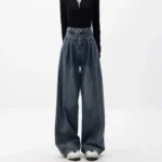 Jeansy damskie baggy z wysokim stanem, w stylu Y2K