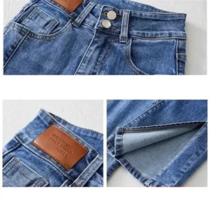Jeansy damskie flare z wysokim stanem, w stylu retro