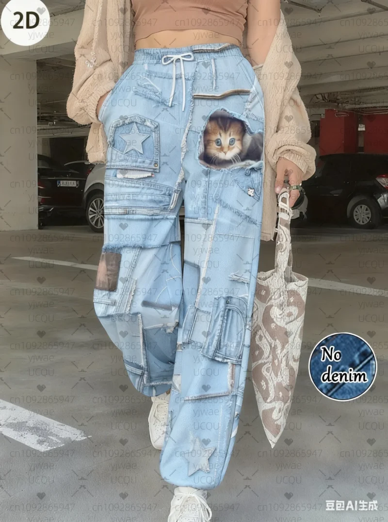 Długie jeansy damskie, w stylu retro