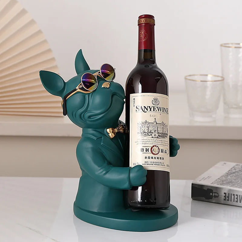 Stojak na butelkę wina z figurką myszy w okularach - ujęcie produktu
