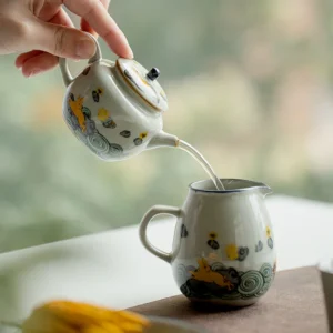 Zestaw do parzenia herbaty Kung Fu, porcelanowy, z czajnikiem