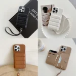Etui do iPhone z krótkim paskiem i wypukłym wzorem - ujęcie produktu