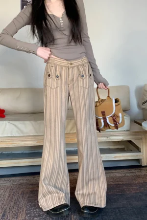Jeansy damskie slim fit z motywem gwiazd, w stylu Y2K