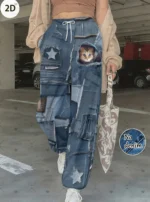 Długie jeansy damskie, w stylu retro
