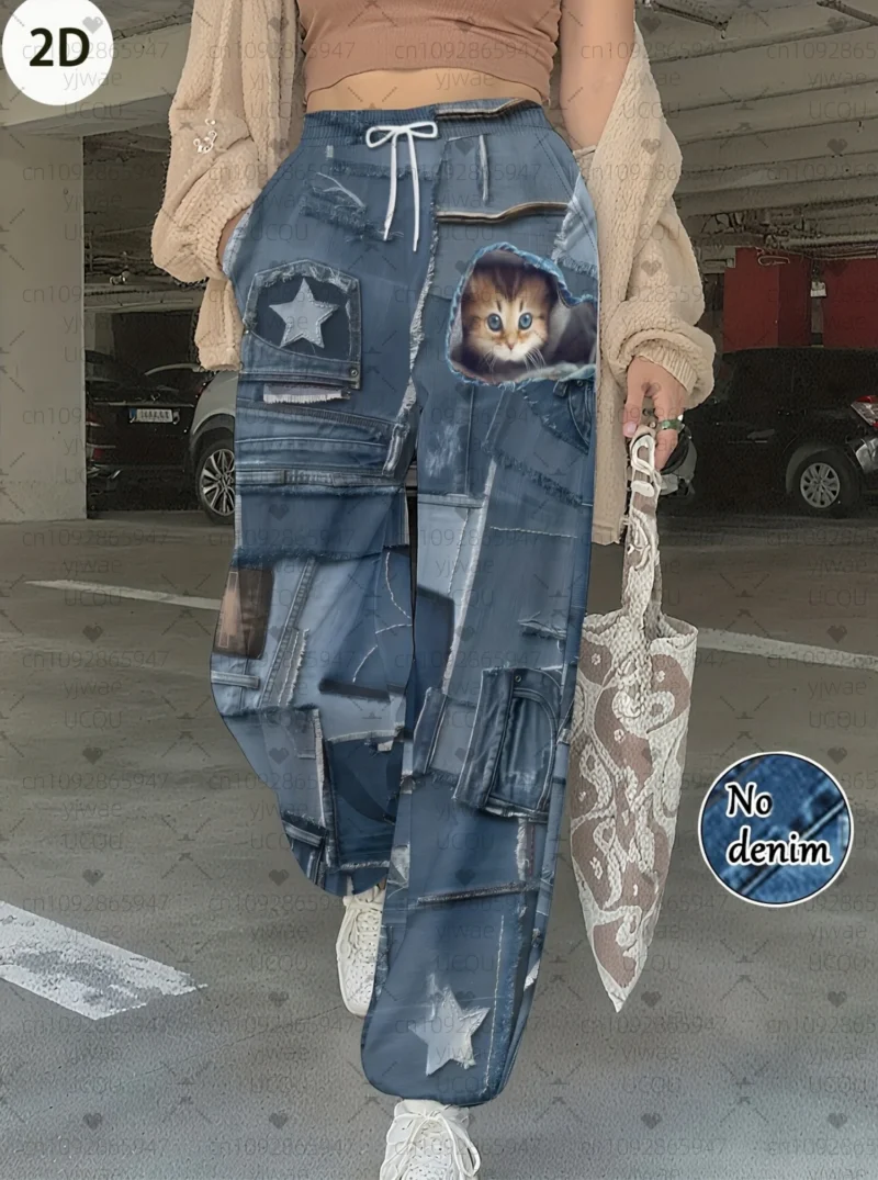 Długie jeansy damskie, w stylu retro